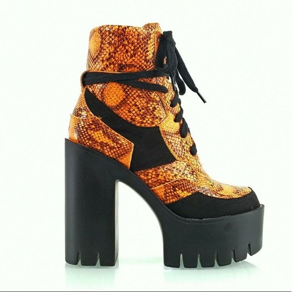 Orange snake platform heeled boot - Picture 6 of 6